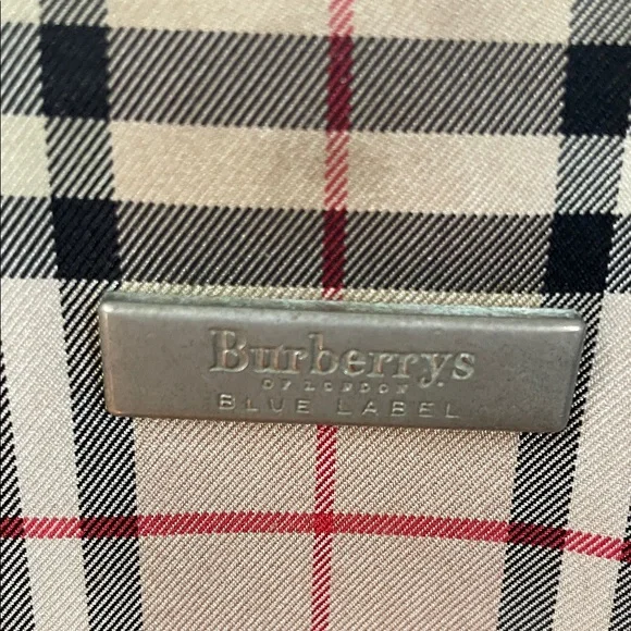 BurberryS Blue Label Plaid Tote Bag with Tan Accents - Picture 2 of 16